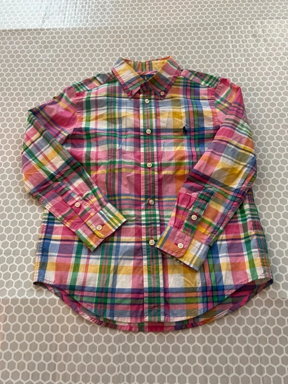 Ralph Lauren  Vibrant Multi-Color Plaid Long-Sleeve Button-Down Shirt Size 6